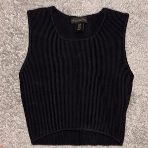 Black Ribbed Sleeveless Top